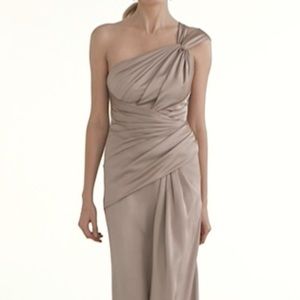 Gold Satin One Shoulder Gown